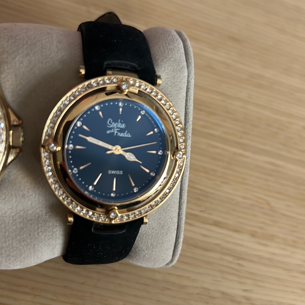 Sophie and Freda black and gold watch